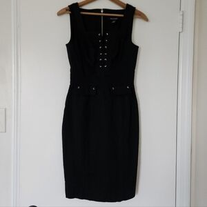 WHBM Dress 00 Goth Whimsigoth Coquette Lace Up Corset Pencil Witchy Cocktail